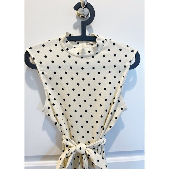 H&M Polka Dot Mock-Neck Sleeveless Midi Dress, Medium - Picture 3 of 12